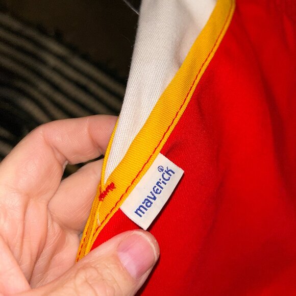 Vintage Maverick 70's Dolphin Shorts Red/White/Yellow w. Piping Large 36-38 - Picture 2 of 4